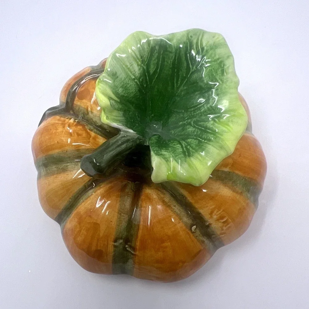 Vintage Ceramic Pumpkin Lidded‎ Serving Bowl Thanksgiving Soup Tureen